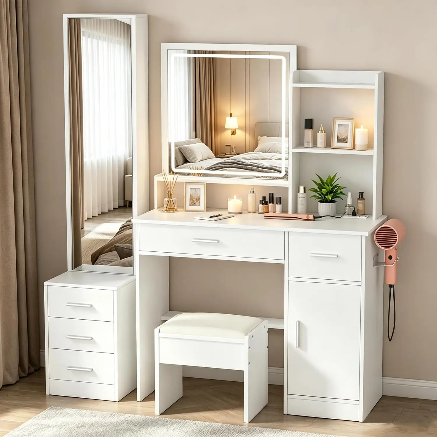 INTERGREAT Schminktisch mit Be – Dressing Table Vanity With Lighted Mirror Bewertung und Preis
