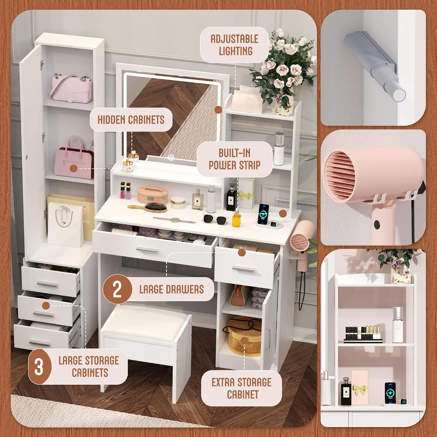INTERGREAT Schminktisch mit Be – Dressing Table Vanity With Lighted Mirror Bewertung und Preis