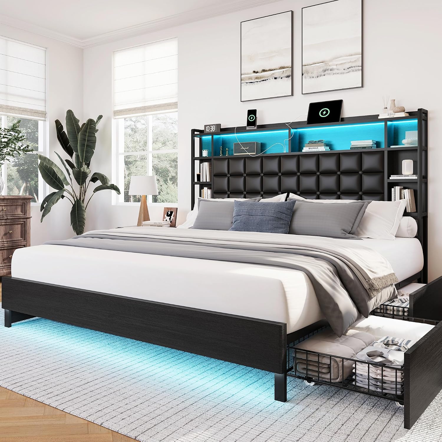Kingsize-Holzbettgestell mit S – King Size Bed Frame With Storage Drawers Bewertung und Preis