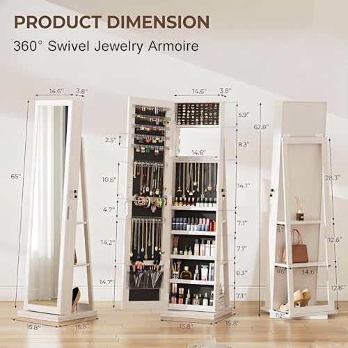 360 °   Drehbarer Schmuckschra – Full Length Mirror Jewelry Armoire Bewertung und Preis