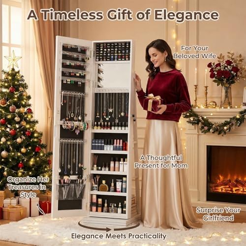 360 °   Drehbarer Schmuckschra – Full Length Mirror Jewelry Armoire Bewertung und Preis