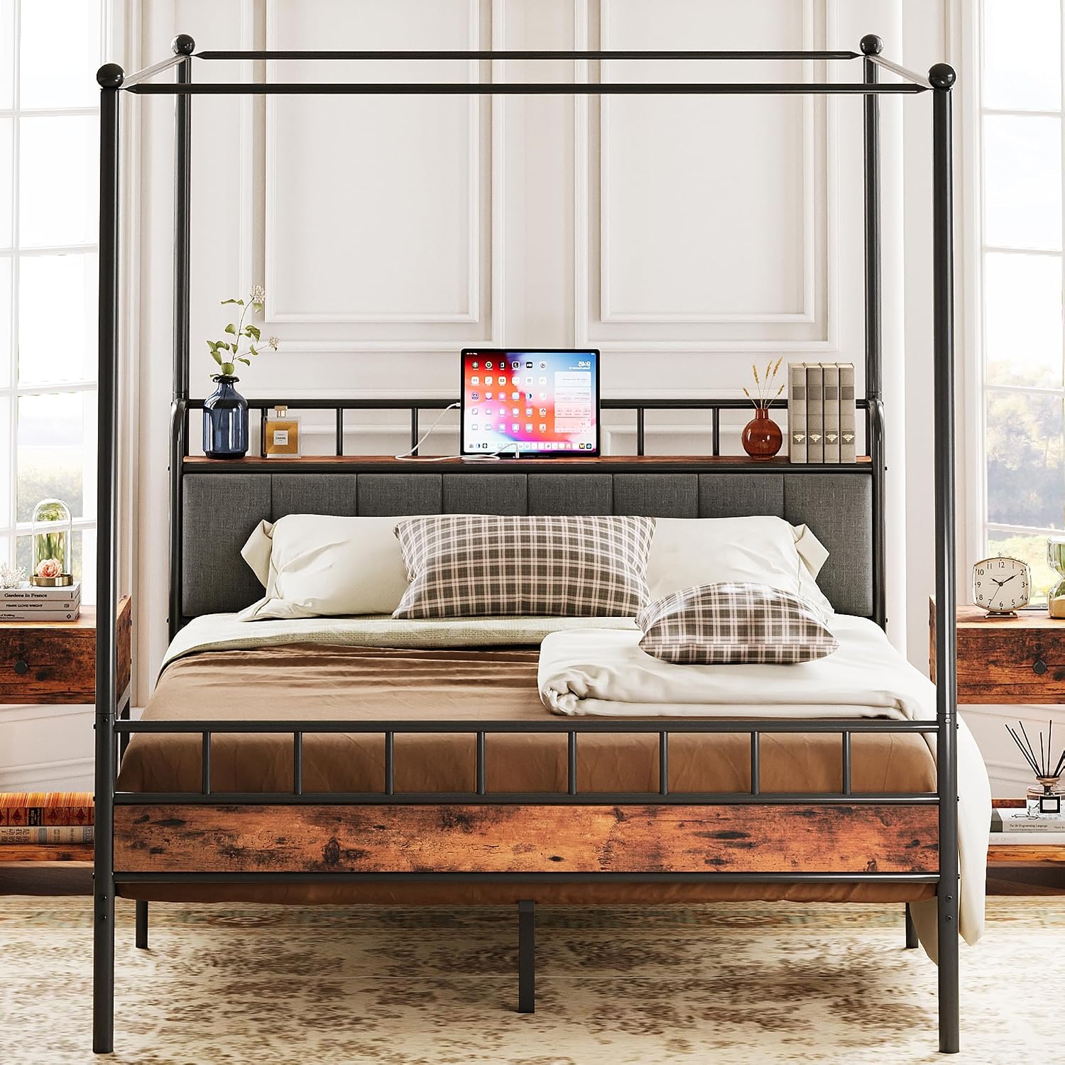 Queen-Size-Himmelbett mit Stau – Canopy Bed Frame Metal Queen Bewertung und Preis