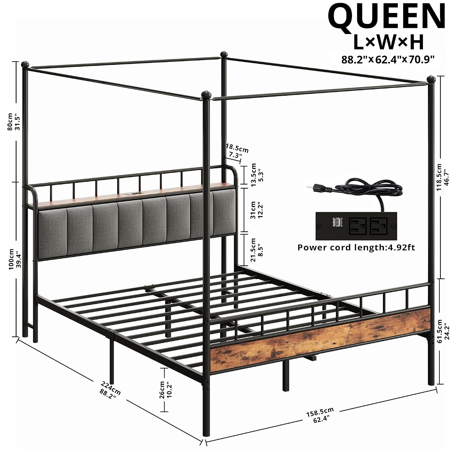 Queen-Size-Himmelbett mit Stau – Canopy Bed Frame Metal Queen Bewertung und Preis