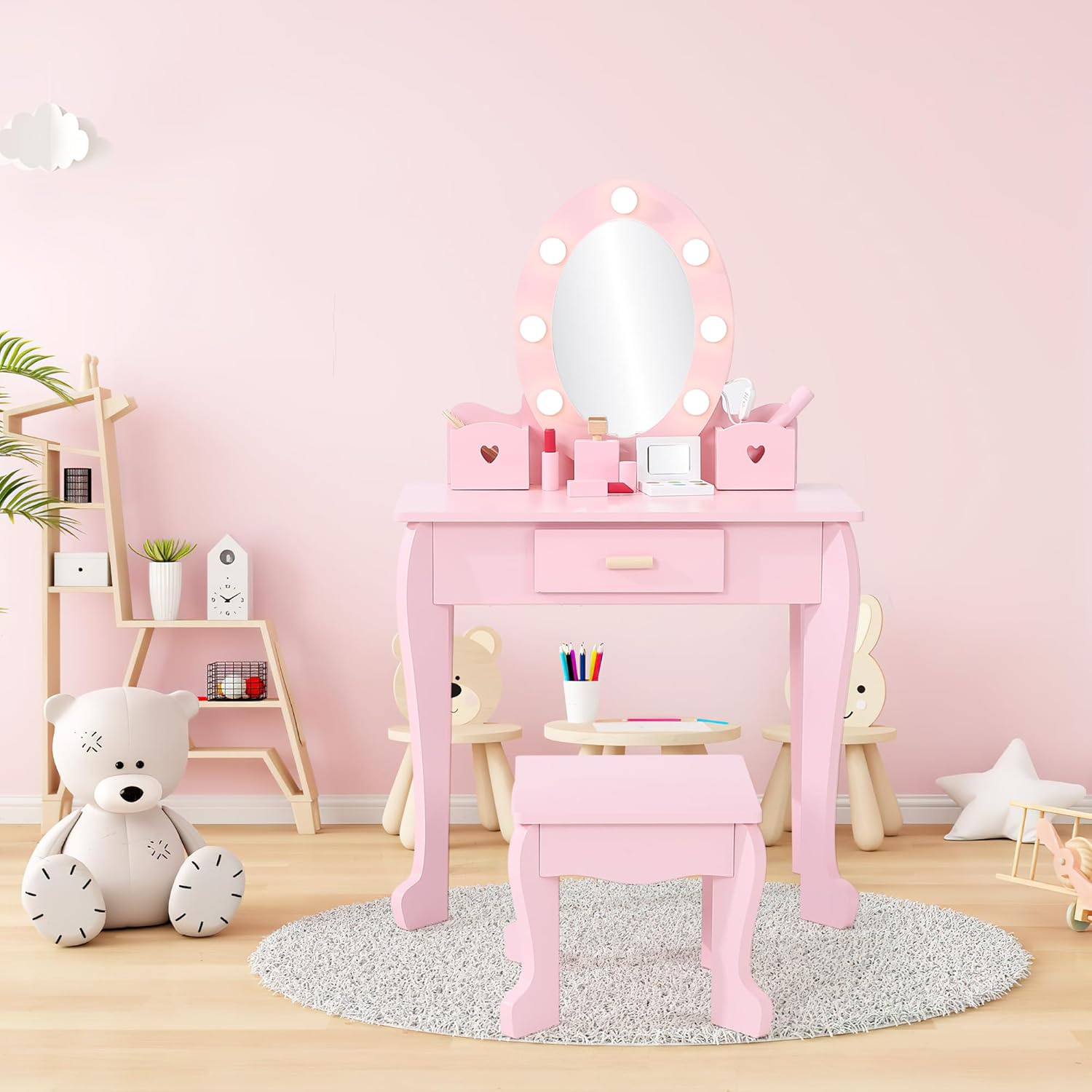 Kinder-Schminktisch und Hocker – Dressing Table Vanity With Lighted Mirror Bewertung und Preis
