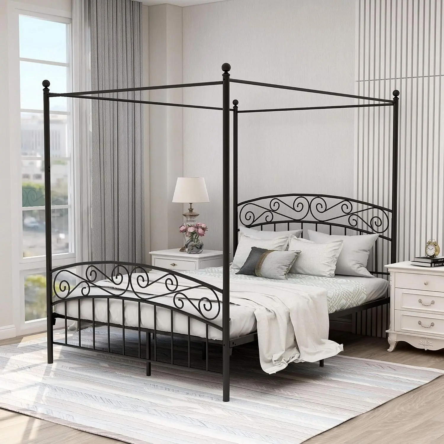 Queen-Size-Himmelbettgestell,  – Canopy Bed Frame Metal Queen Bewertung und Preis