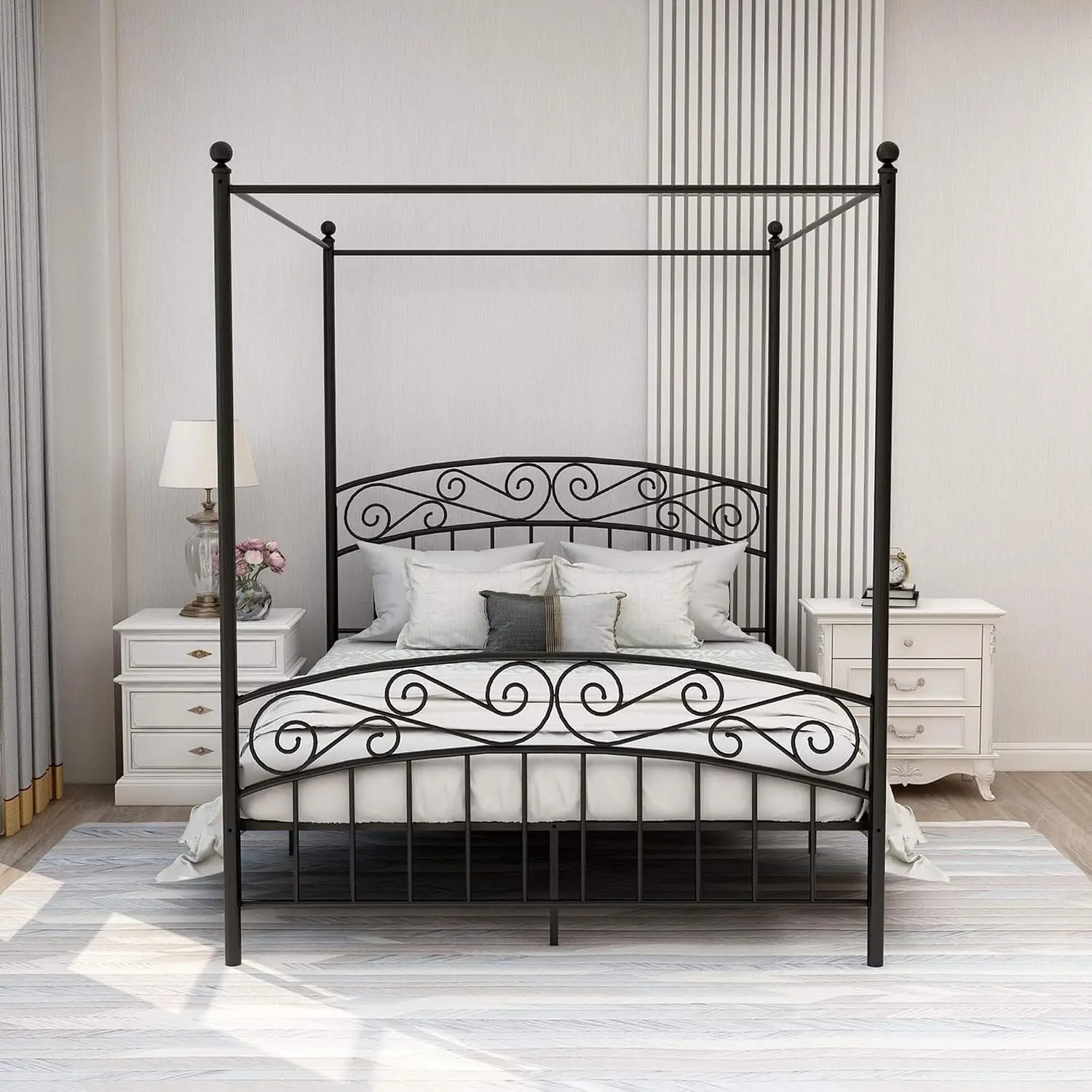 Queen-Size-Himmelbettgestell,  – Canopy Bed Frame Metal Queen Bewertung und Preis