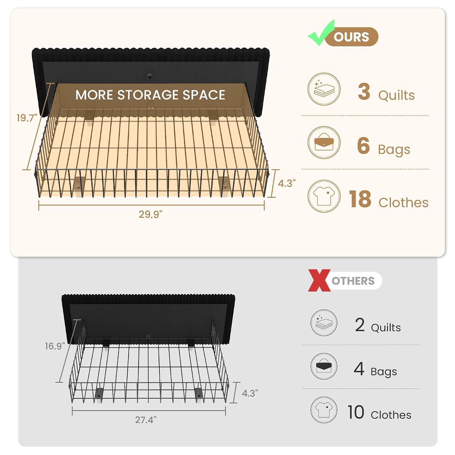 Kingsize-Bettgestell mit 4 Übe – King Size Bed Frame With Storage Drawers Bewertung und Preis