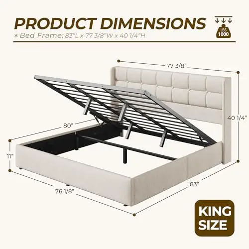 King-Size-Bettgestell mit Stau – Gas Lift Storage Bed Hydraulic Bewertung und Preis