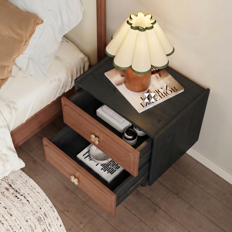 Wohnmöbel Massivholz Schwarzer – Solid Wood Nightstand 2 Drawers Bewertung und Preis