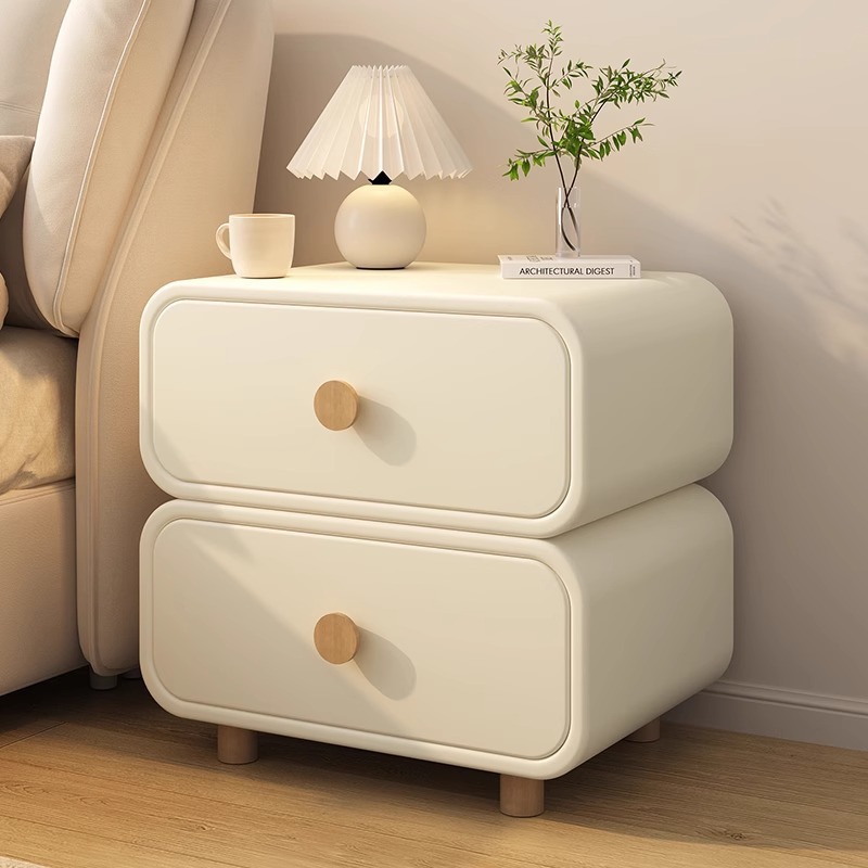 Minimalistischer Cremefarbener – Solid Wood Nightstand 2 Drawers Bewertung und Preis