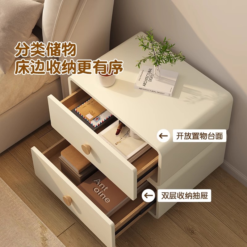 Minimalistischer Cremefarbener – Solid Wood Nightstand 2 Drawers Bewertung und Preis