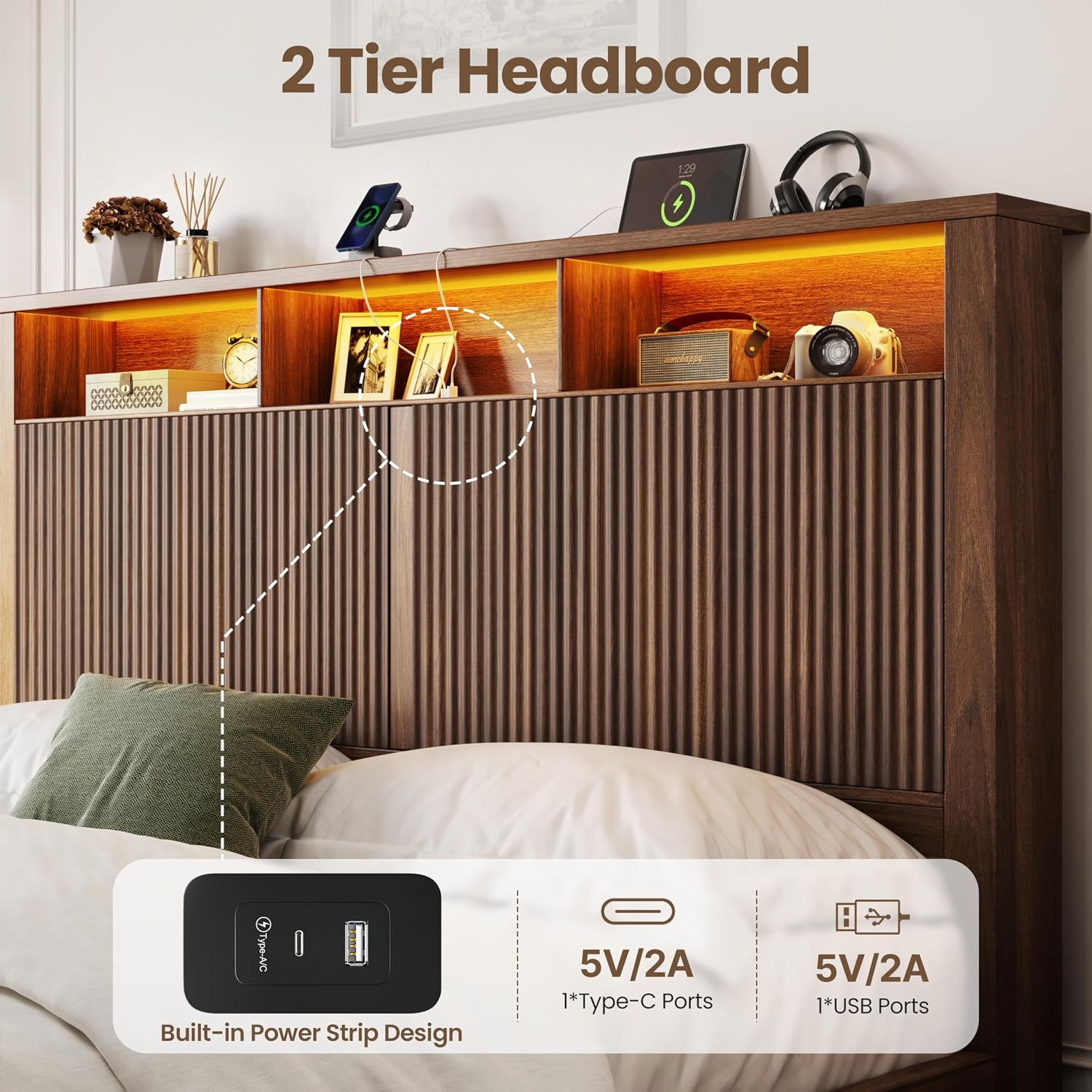 Kingsize-Bettgestell mit Kopft – King Size Bed Frame With Storage Drawers Bewertung und Preis