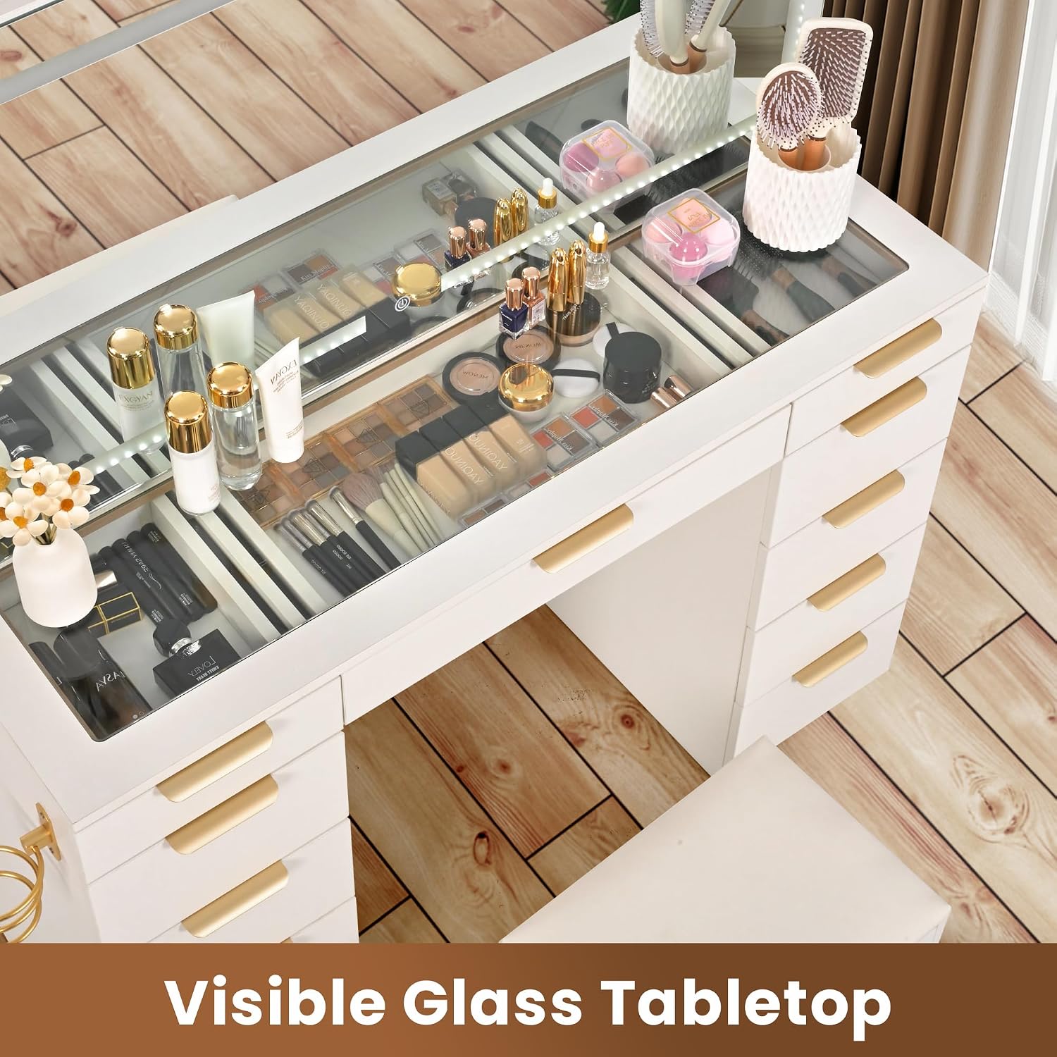 Schminktisch mit Glasplatte, S – Dressing Table Vanity With Lighted Mirror Bewertung und Preis
