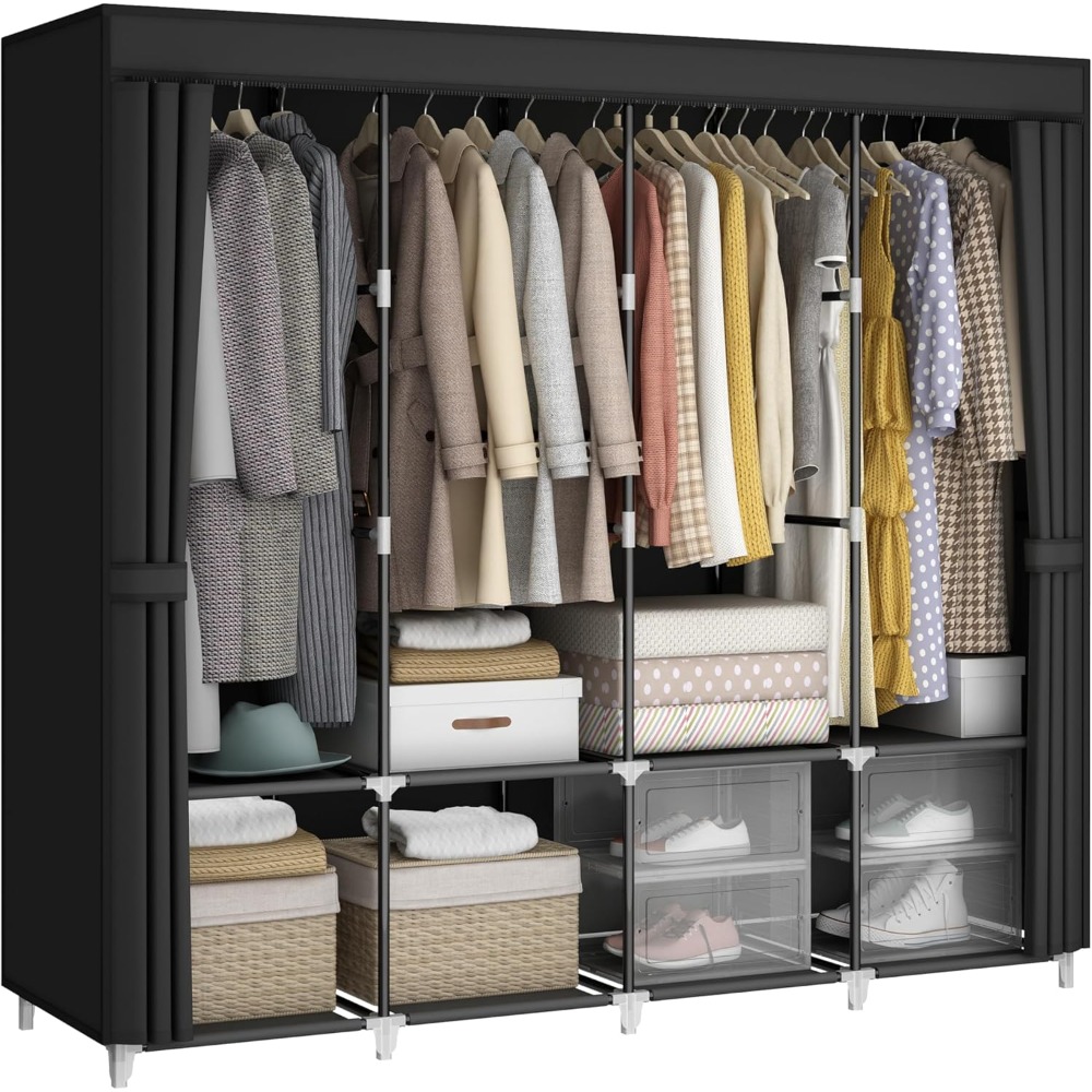 US-Versand Tragbarer Kleidersc – Wardrobe Closet Portable Fabric Cover Bewertung und Preis