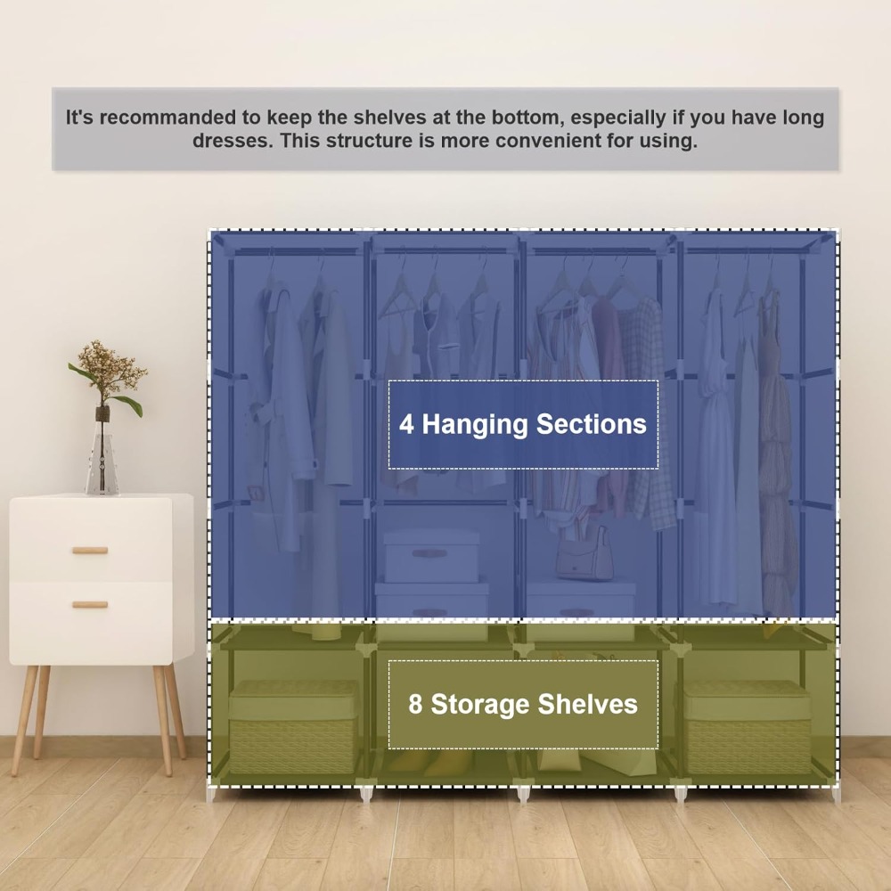US-Versand Tragbarer Kleidersc – Wardrobe Closet Portable Fabric Cover Bewertung und Preis