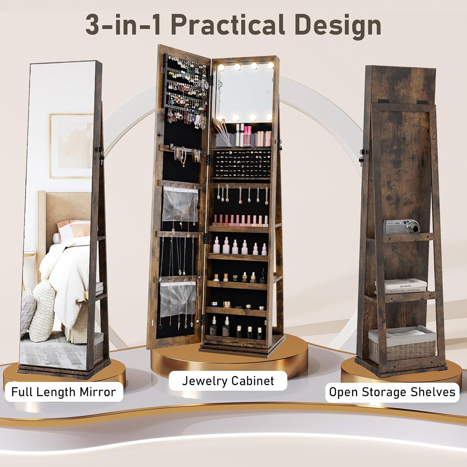 Drehbarer Schmuckschrank mit G – Full Length Mirror Jewelry Armoire Bewertung und Preis