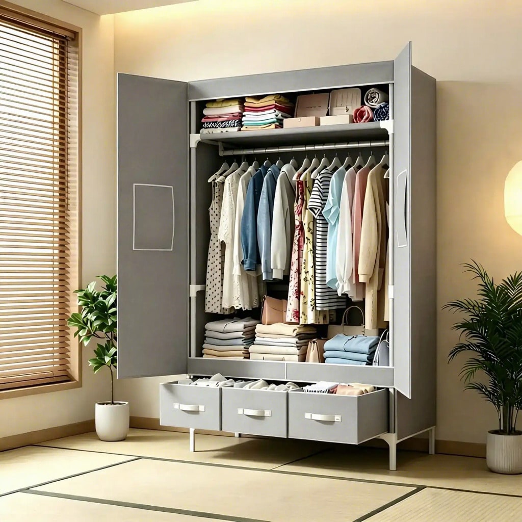 Tragbarer Kleiderschrank, 57,4 – Wardrobe Closet Portable Fabric Cover Bewertung und Preis