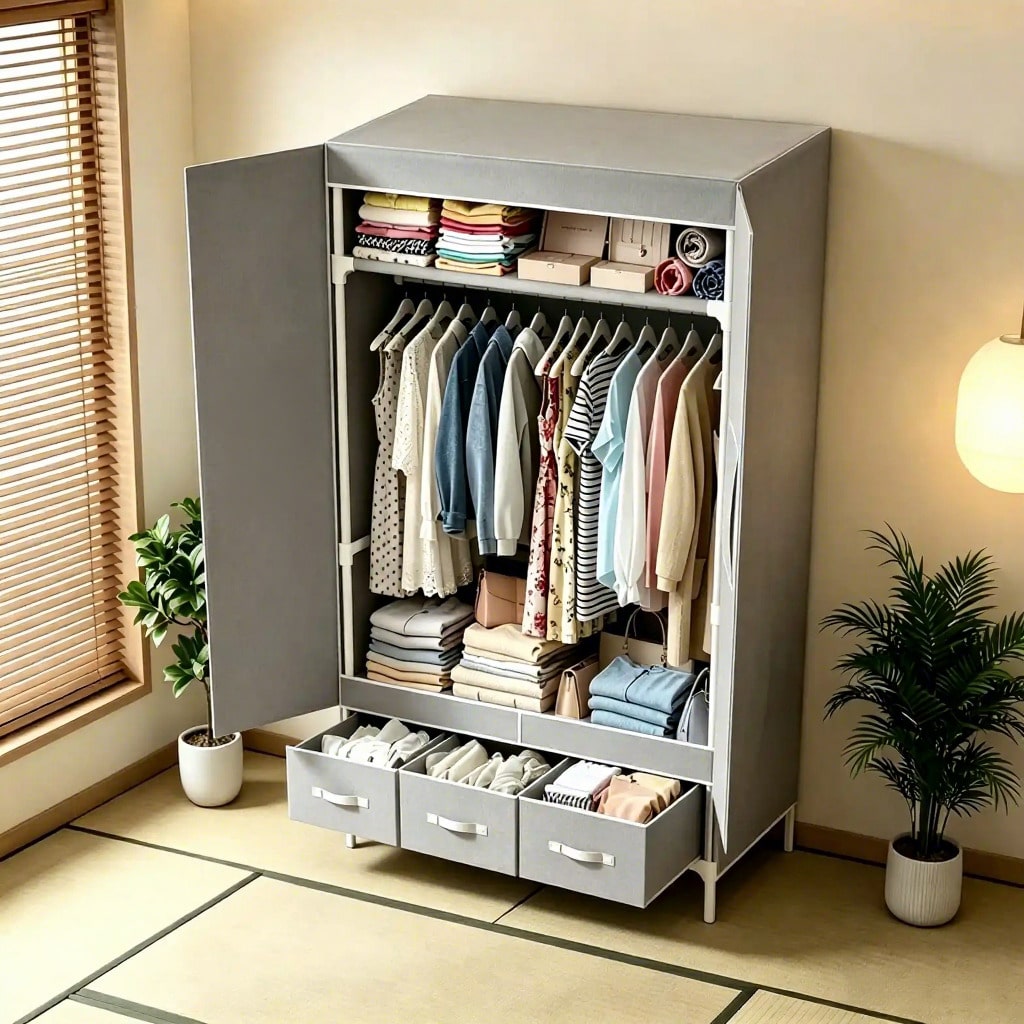 Tragbarer Kleiderschrank, 57,4 – Wardrobe Closet Portable Fabric Cover Bewertung und Preis