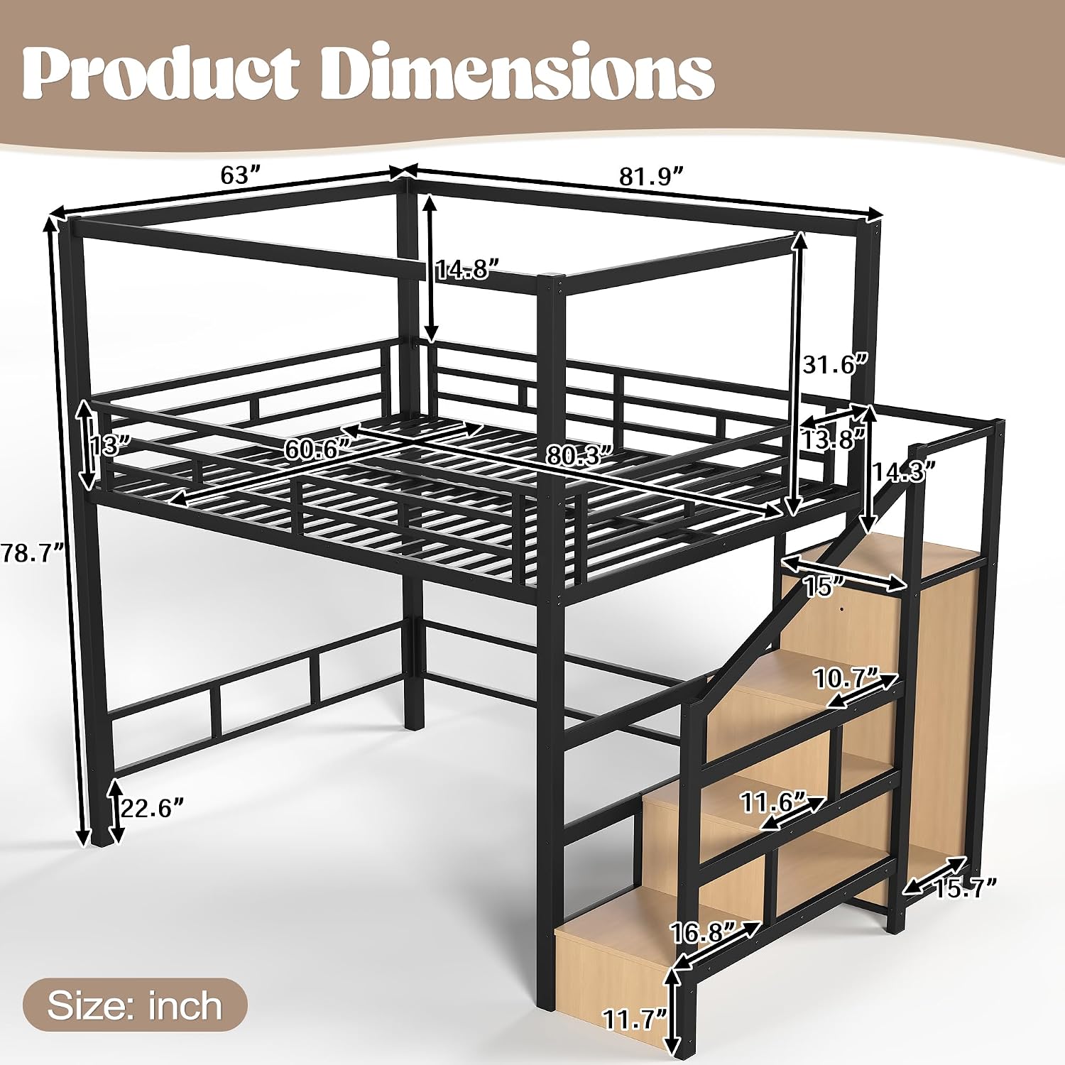 Queen-Loftbett mit Stauraumtre – Canopy Bed Frame Metal Queen Bewertung und Preis