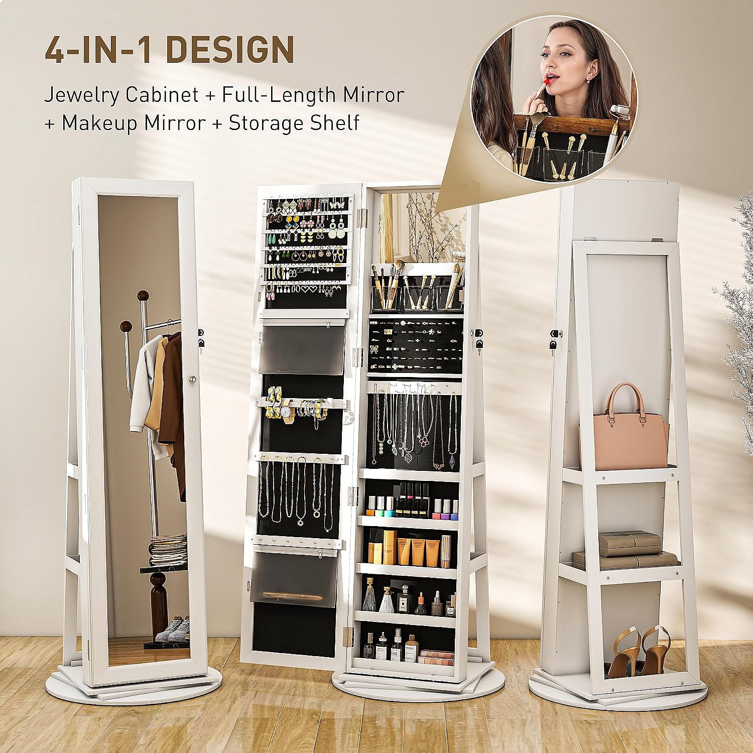 HOMCOM 360 °   Drehbarer, absc – Full Length Mirror Jewelry Armoire Bewertung und Preis