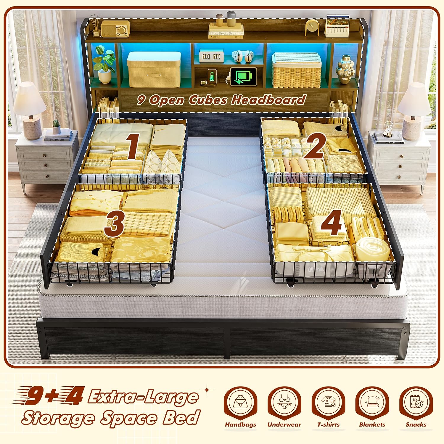 King-Size-Bettgestell mit Stau – King Size Bed Frame With Storage Drawers Bewertung und Preis