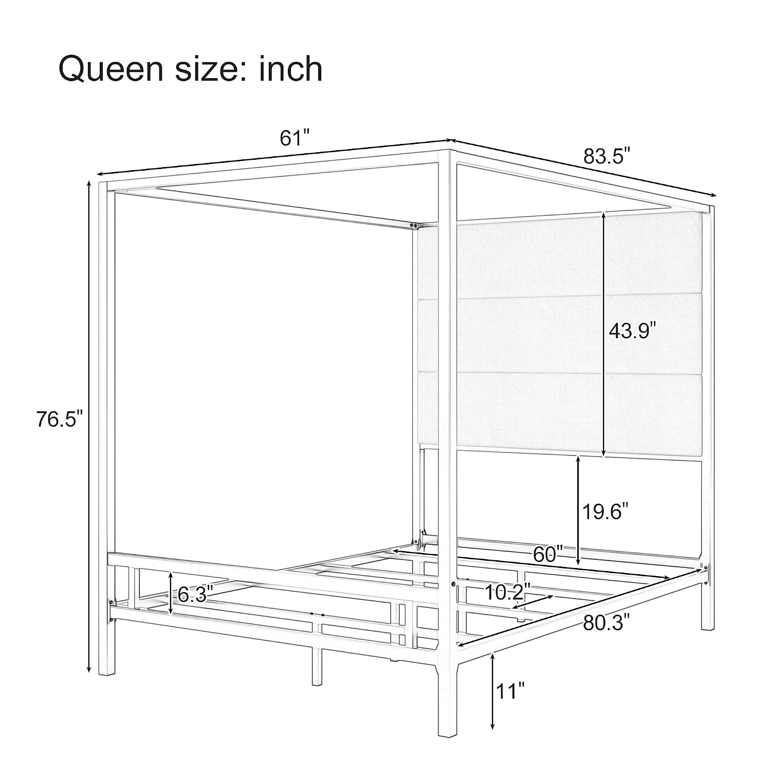 Hochbett mit Baldachin, Samtbe – Canopy Bed Frame Metal Queen Bewertung und Preis