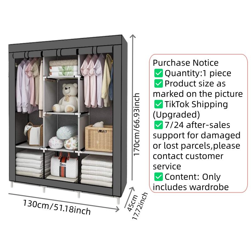 64 Zoll tragbarer Kleiderschra – Wardrobe Closet Portable Fabric Cover Bewertung und Preis