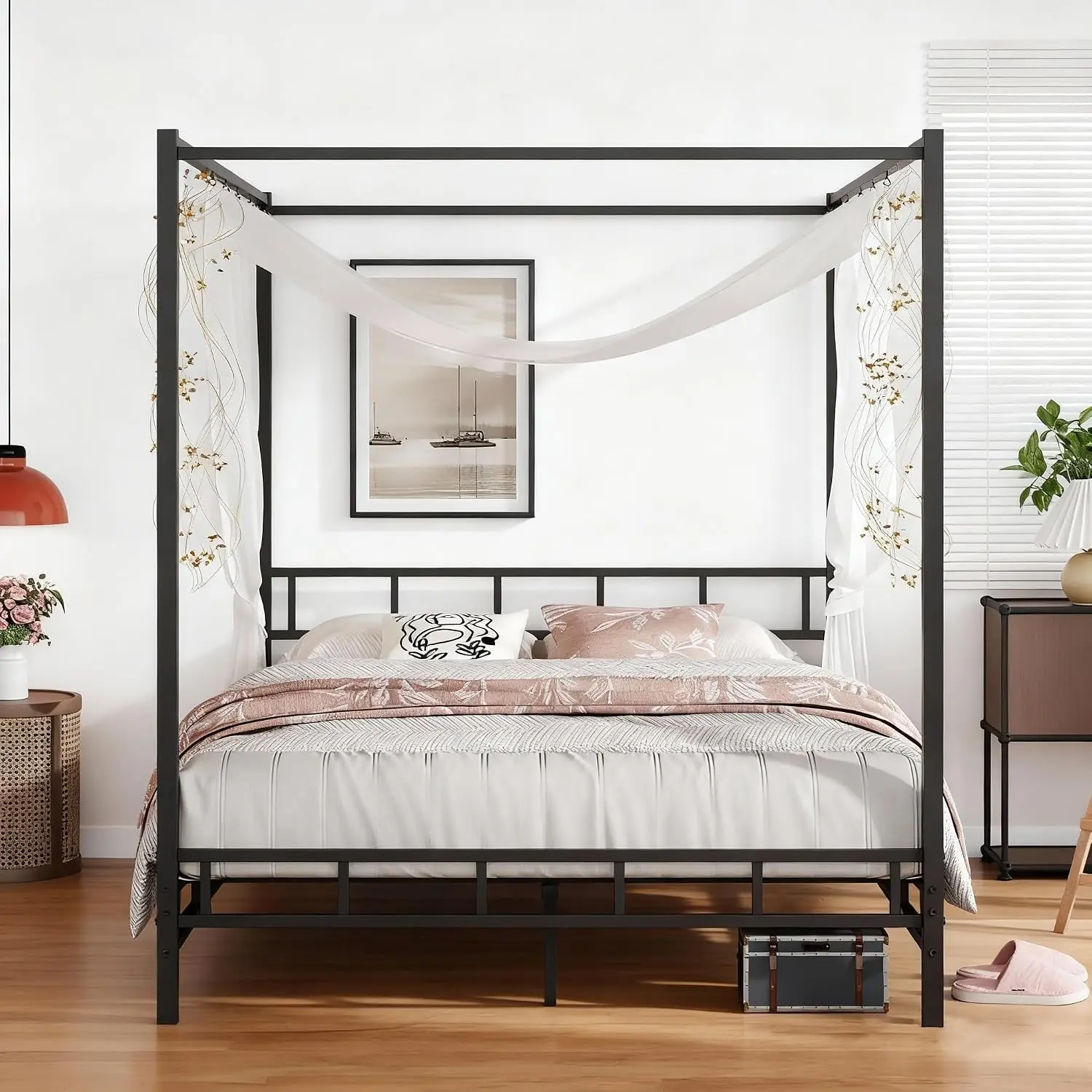 Metall-Himmelbettgestell in Qu – Canopy Bed Frame Metal Queen Bewertung und Preis
