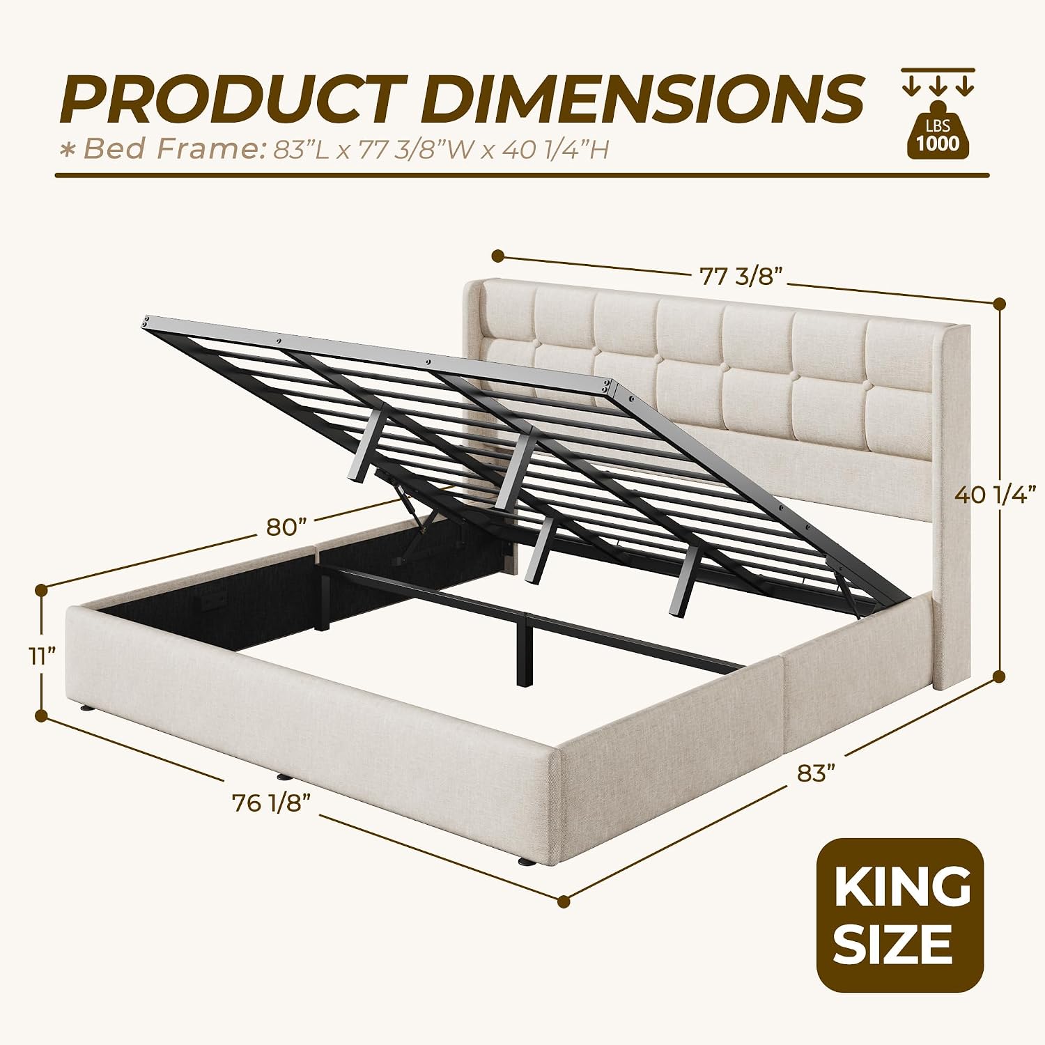King-Size-Bettgestell mit Stau – Gas Lift Storage Bed Hydraulic Bewertung und Preis