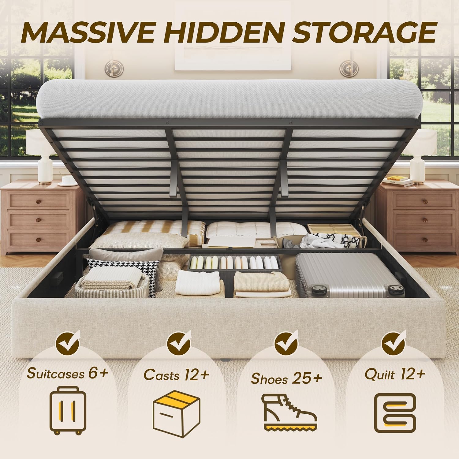 King-Size-Bettgestell mit Stau – Gas Lift Storage Bed Hydraulic Bewertung und Preis