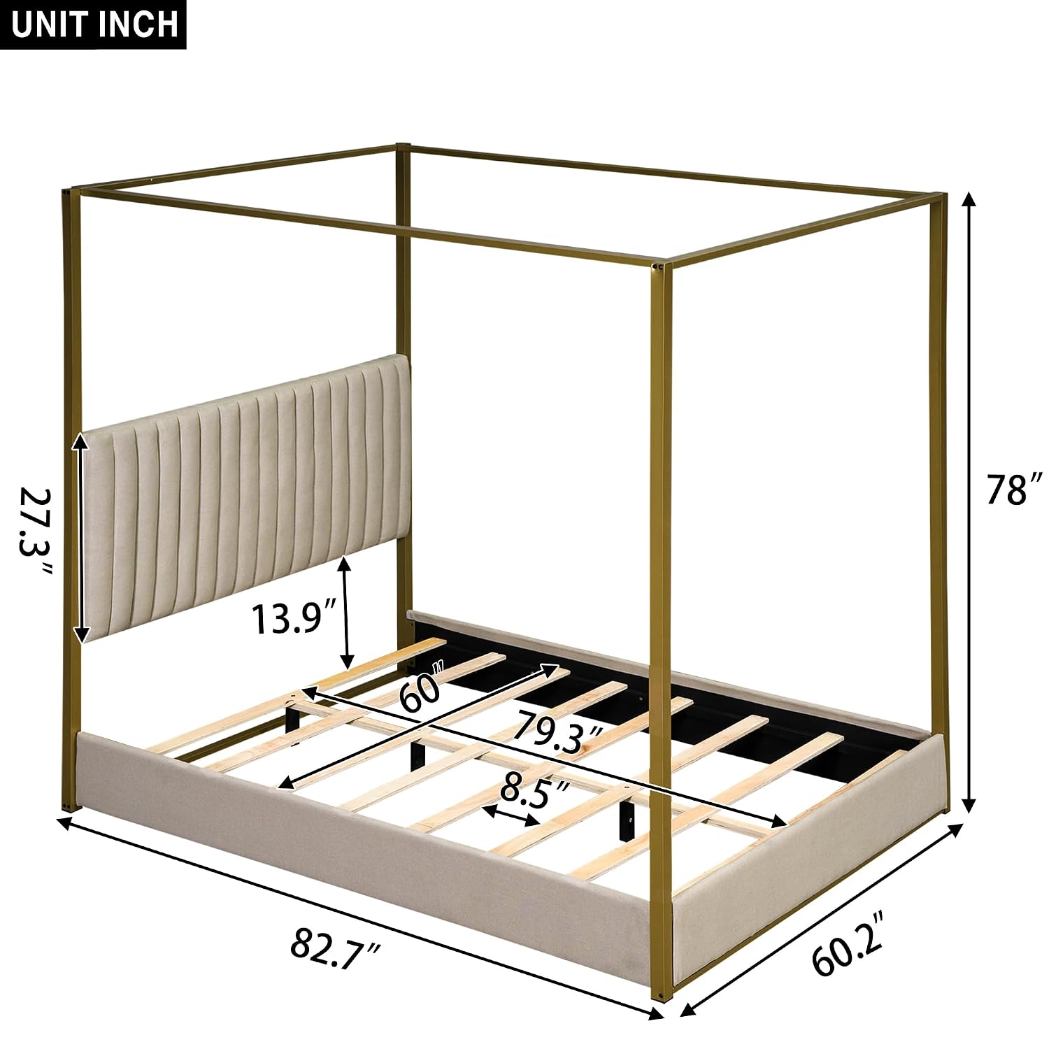 Modernes Himmelbett mit Polste – Canopy Bed Frame Metal Queen Bewertung und Preis