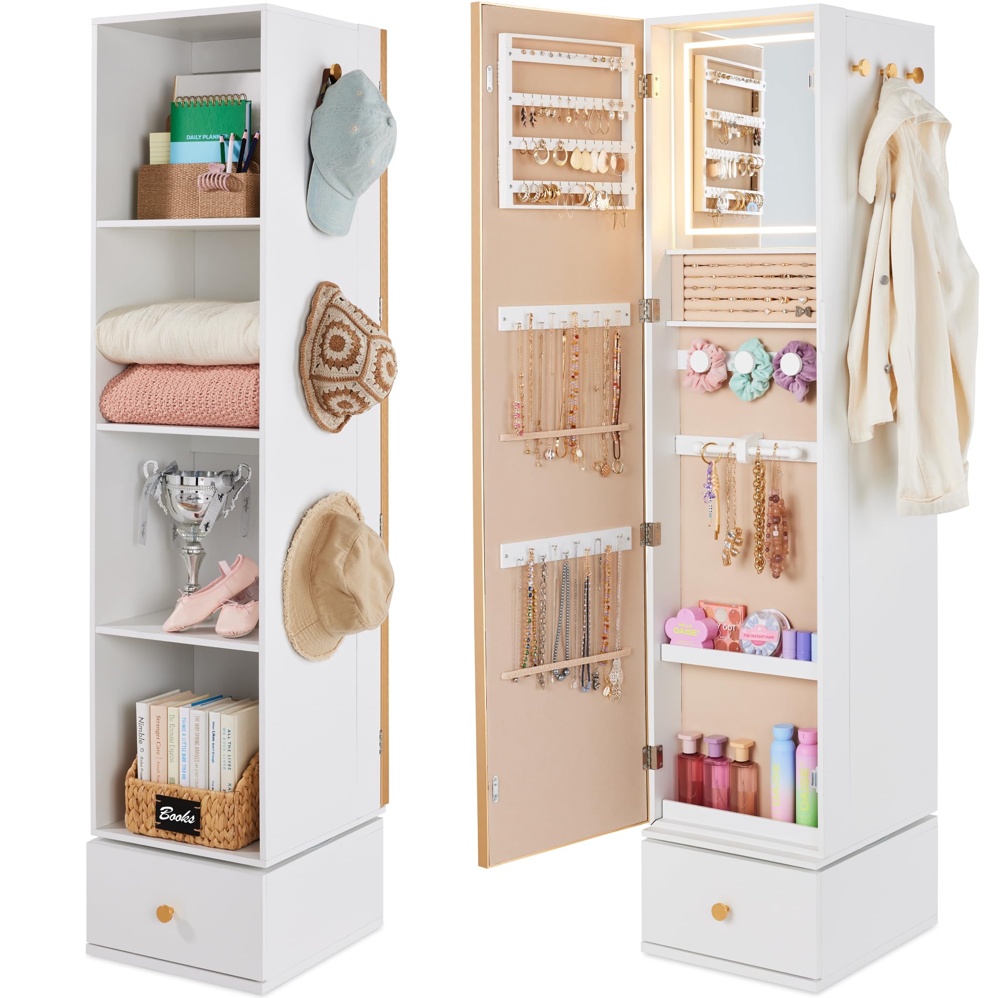 Drehbarer Spiegel mit Aufbewah – Full Length Mirror Jewelry Armoire Bewertung und Preis