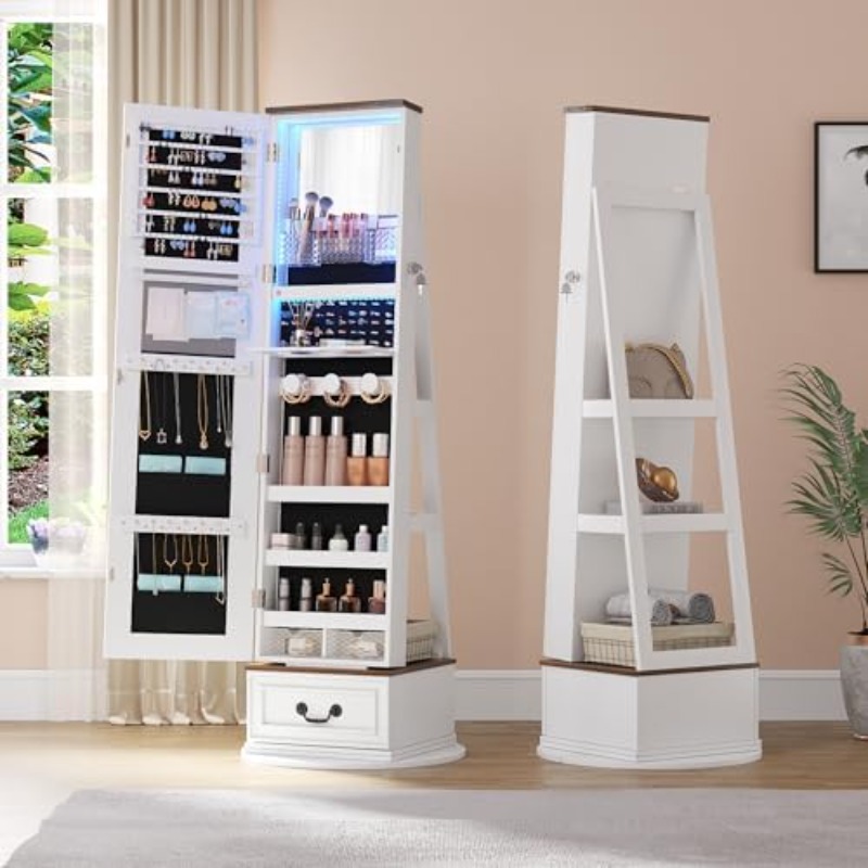 360 ° Drehbarer Schmuckschrank – Full Length Mirror Jewelry Armoire Bewertung und Preis