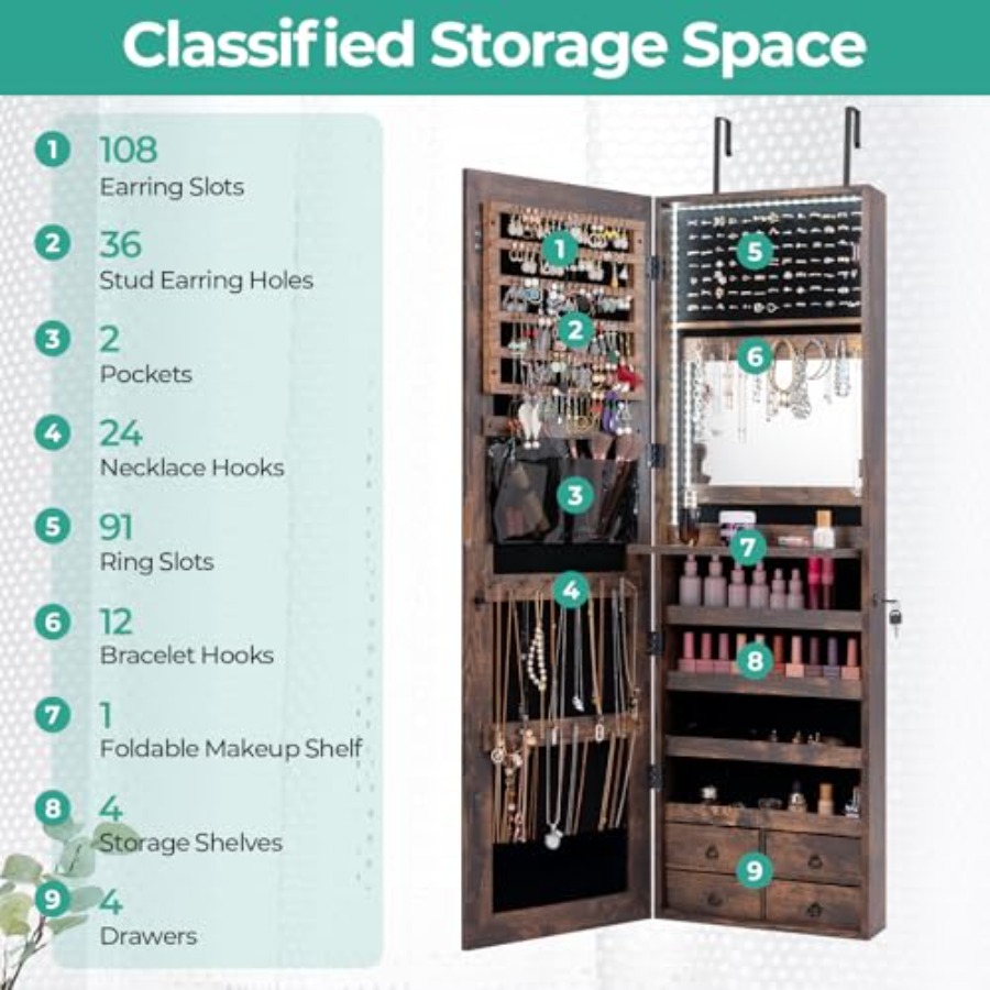 47 LED-Schmuckschrank für Schl – Full Length Mirror Jewelry Armoire Bewertung und Preis