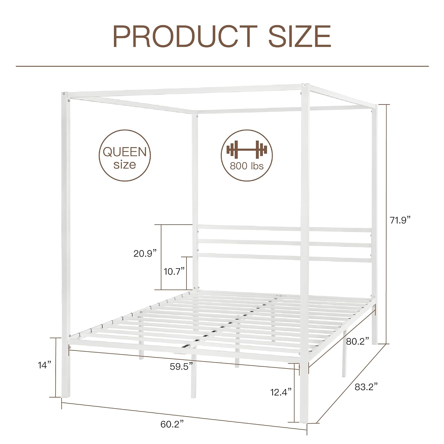 Queen-Size Metall-Himmelbettge – Canopy Bed Frame Metal Queen Bewertung und Preis