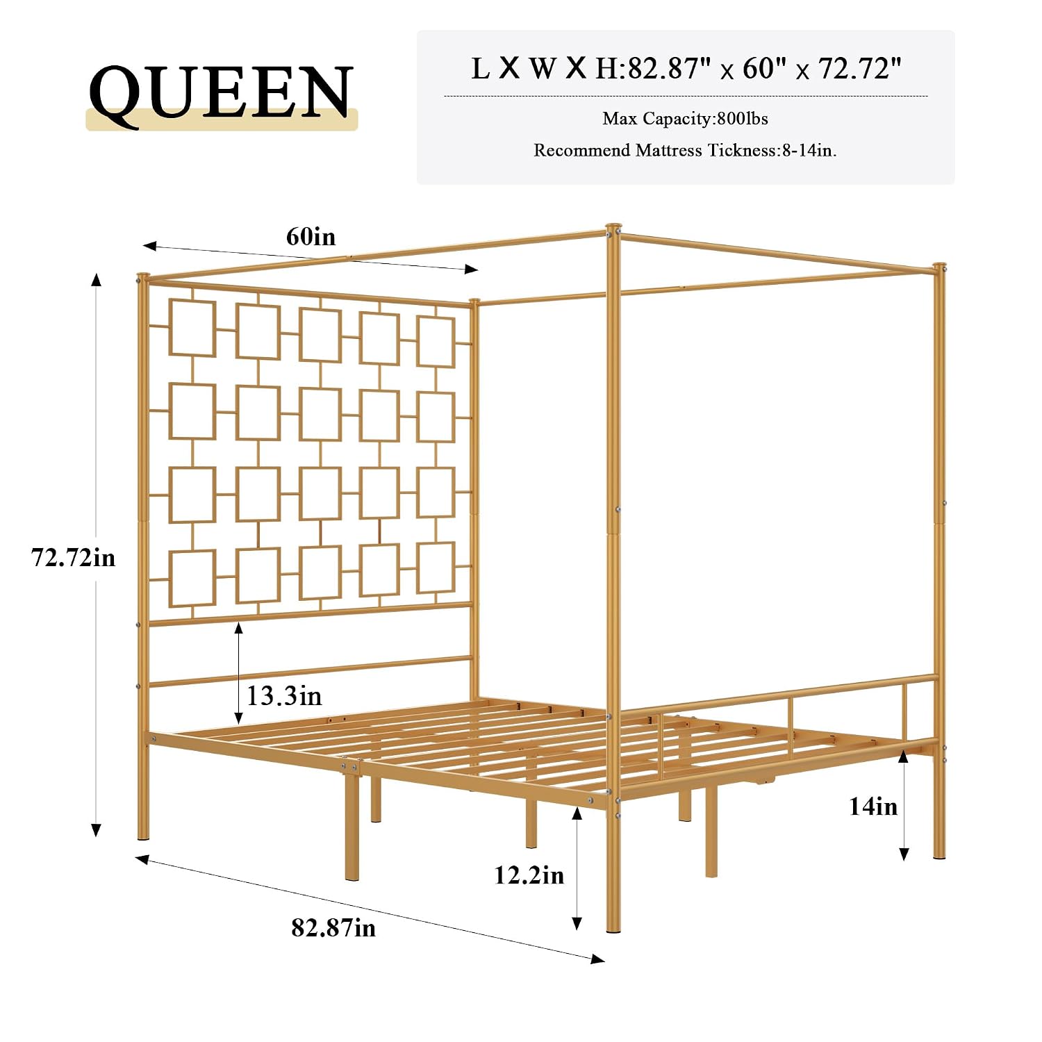 Queen-Size-Himmelbettgestell a – Canopy Bed Frame Metal Queen Bewertung und Preis