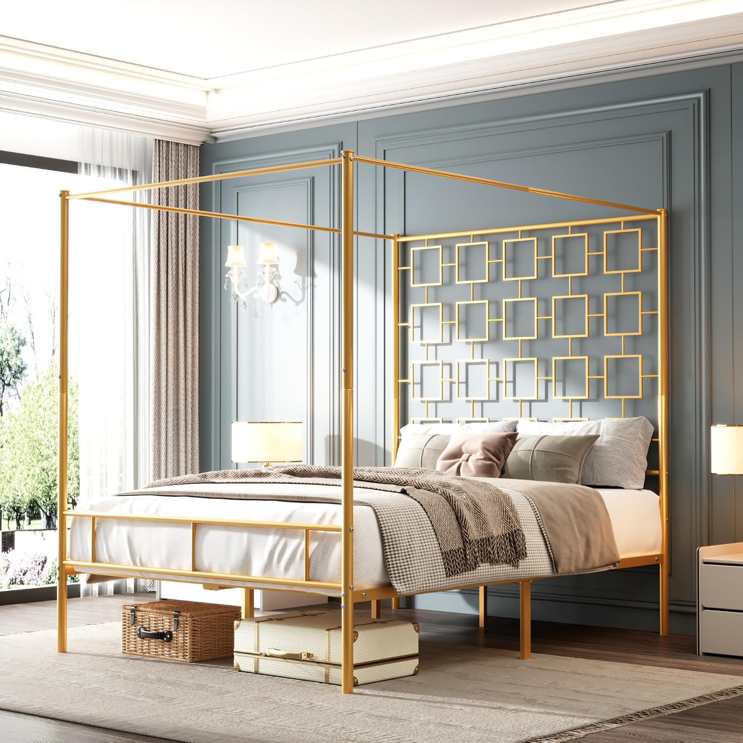 Queen-Size-Himmelbettgestell a – Canopy Bed Frame Metal Queen Bewertung und Preis