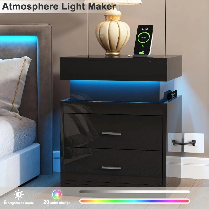LED-Nachttisch mit Ladestation – Solid Wood Nightstand 2 Drawers Bewertung und Preis
