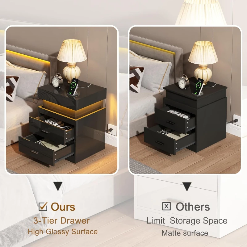 LED-Nachttisch mit Ladestation – Solid Wood Nightstand 2 Drawers Bewertung und Preis