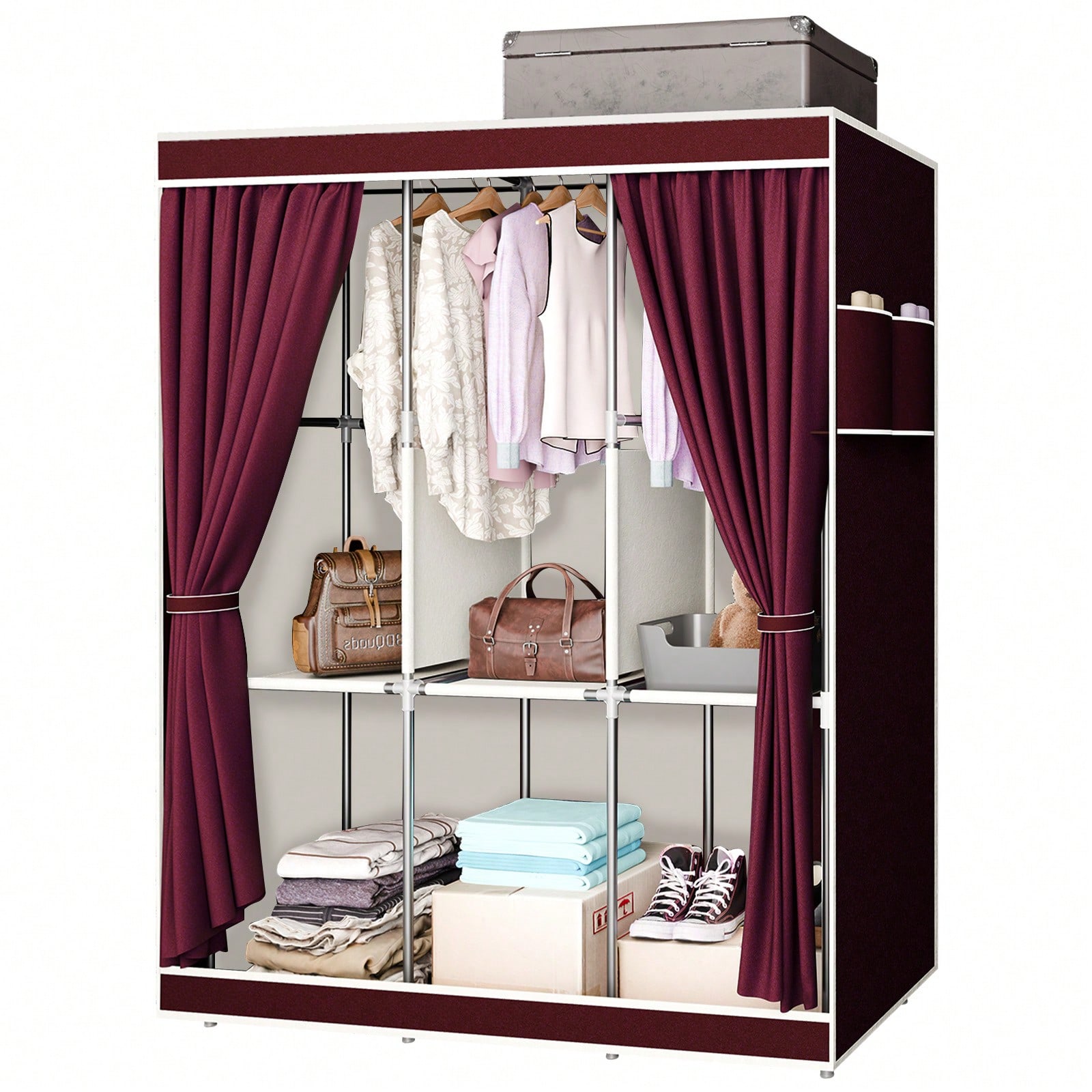 65-Zoll tragbarer Kleiderschra – Wardrobe Closet Portable Fabric Cover Bewertung und Preis