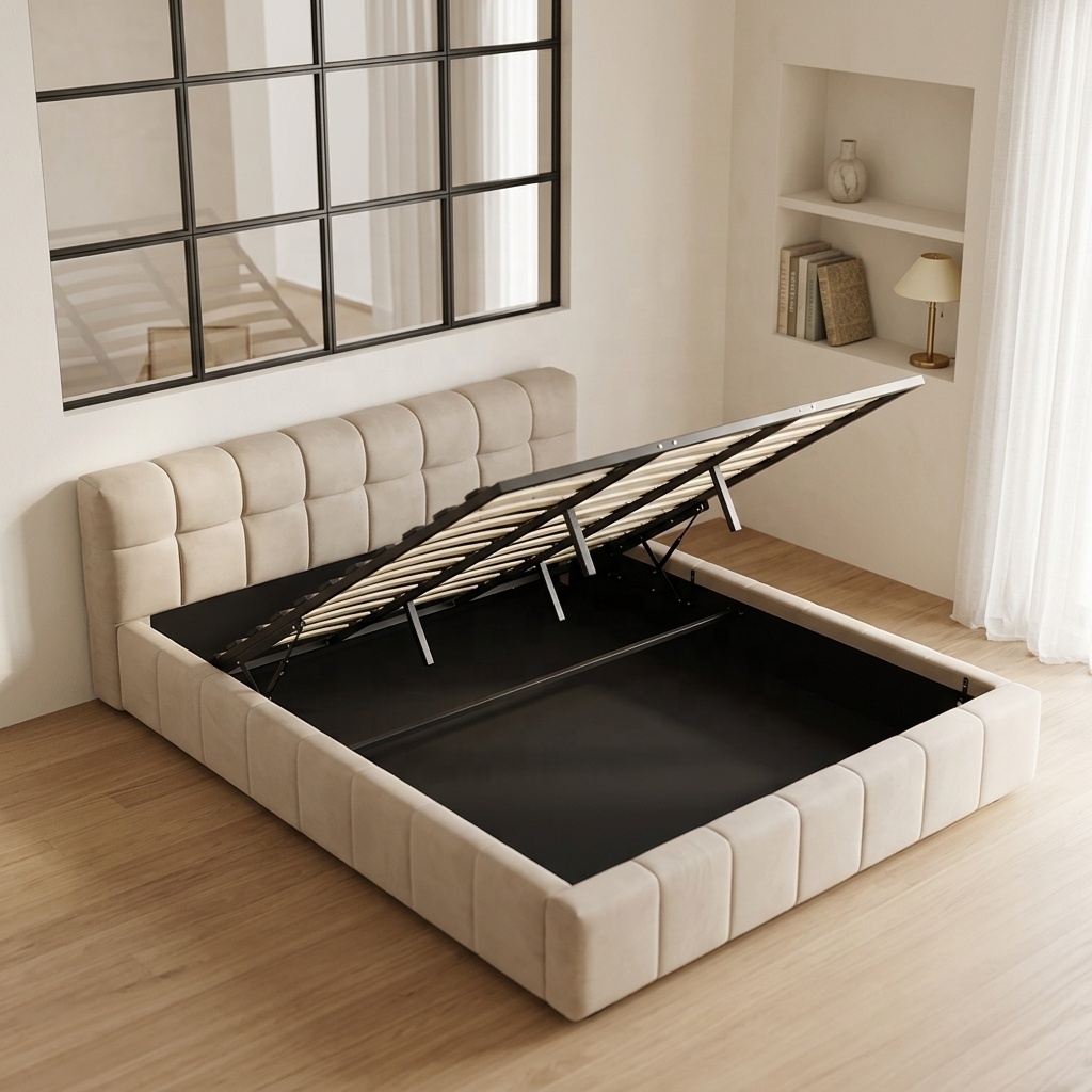 Modernes Polsterbett mit Staur – Gas Lift Storage Bed Hydraulic Bewertung und Preis