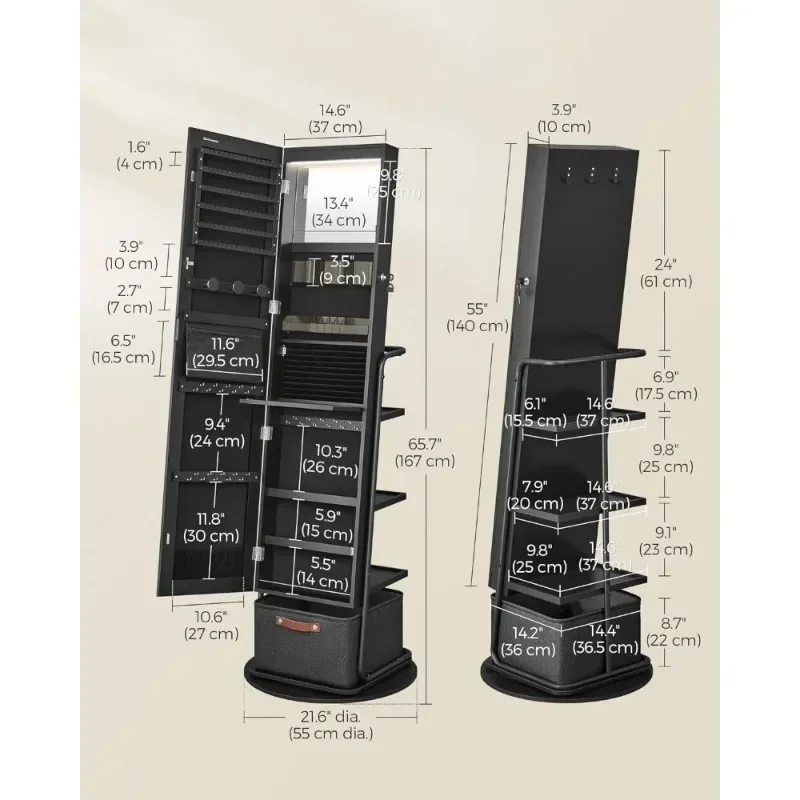 l 360° °   Drehbarer, verspieg – Full Length Mirror Jewelry Armoire Bewertung und Preis